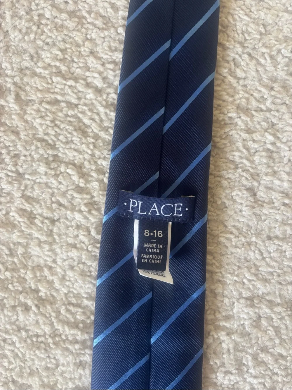 Children’s Place Youth Navy Tie with Light Blue Stripes